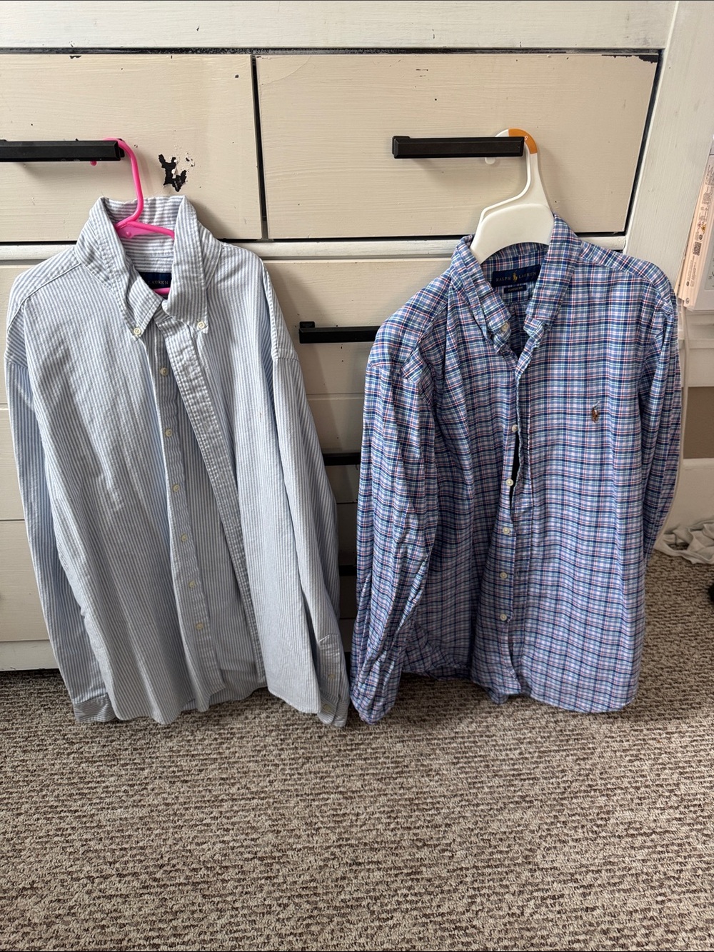Ralph Lauren Men's Blue Pinstripe & Blue Plaid Button-Down Shirts (Set of 2)
